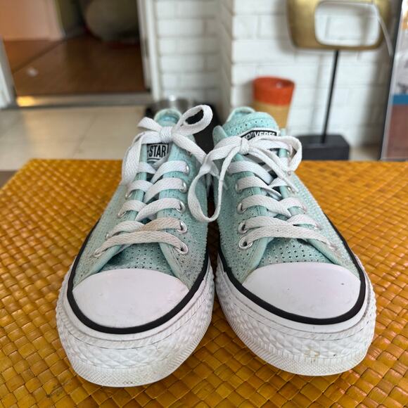 Converse All Star Lo Chuck Taylor Ox Motel Blue Perforated Womens Size 8 551623F - Picture 6 of 10